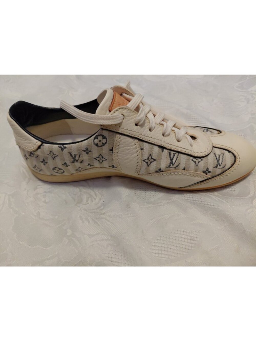 Louis Vuitton Sneakers Monogram Canvas & Leather Striped Ivory 36.5 - Picture 12 of 16
